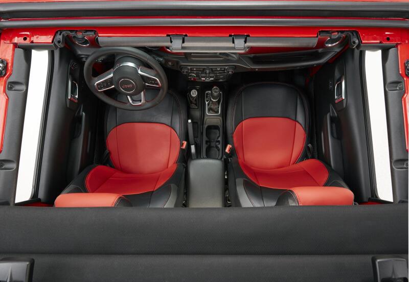 Jeep Gladiator JT Front Seat Covers - PRP Seats - Pocket Back, Molle Back, Manual Seat Adjusters - Black/Red - `20-`27